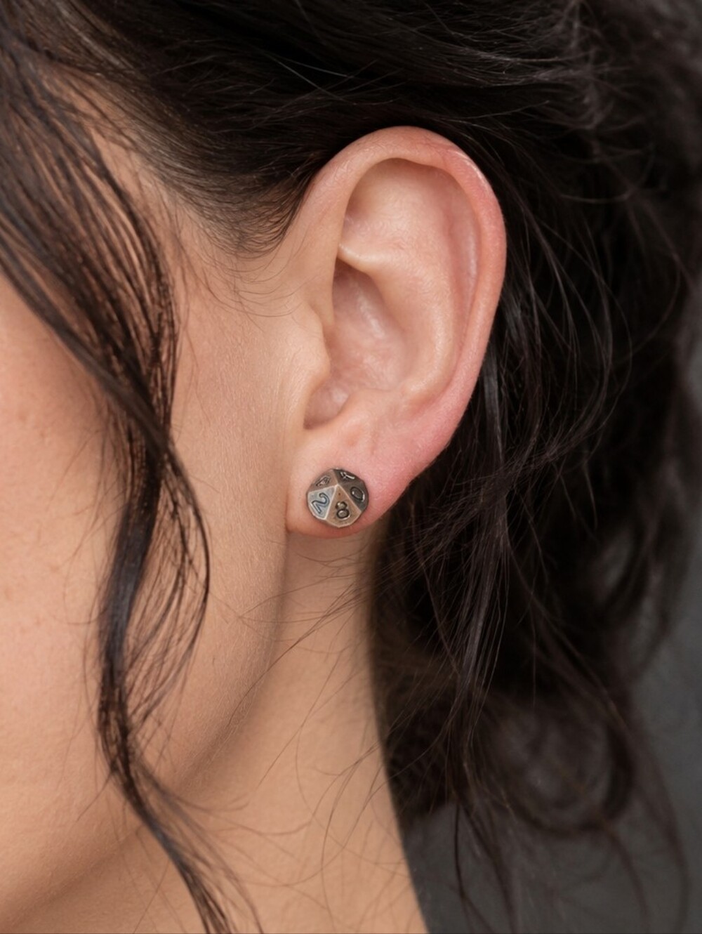 Handcrafted Gamer Style D10 Metal Dice Earrings